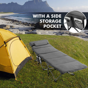 Folding Retractable Camping Cot Portable Travel Sleeping Bed with Mattress and Carry Bag