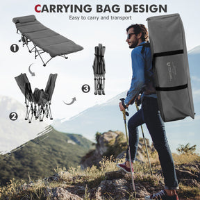 Folding Retractable Camping Cot Portable Travel Sleeping Bed with Mattress and Carry Bag