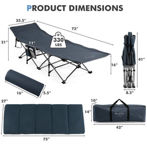 Folding Retractable Camping Cot Portable Travel Sleeping Bed with Mattress and Carry Bag