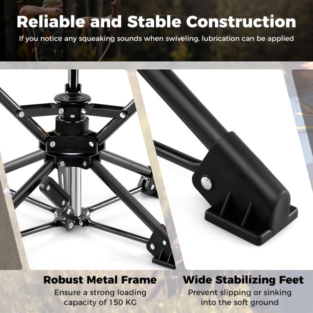 Folding Camping Stool 360° Swivel Hunting Chair