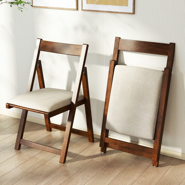 Folding Upholstered Dining Chair Set of 4 with Curved Backrest