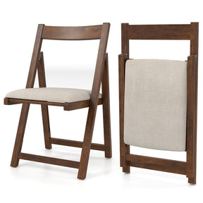 Folding Upholstered Dining Chair Set of 4 with Curved Backrest