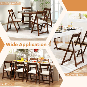 Folding Upholstered Dining Chair Set of 4 with Curved Backrest