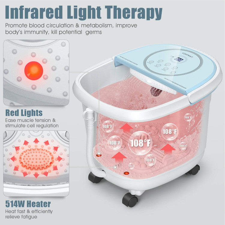 Foot Spa Bath Massager with 3-Angle Shower and Detachable Rollers