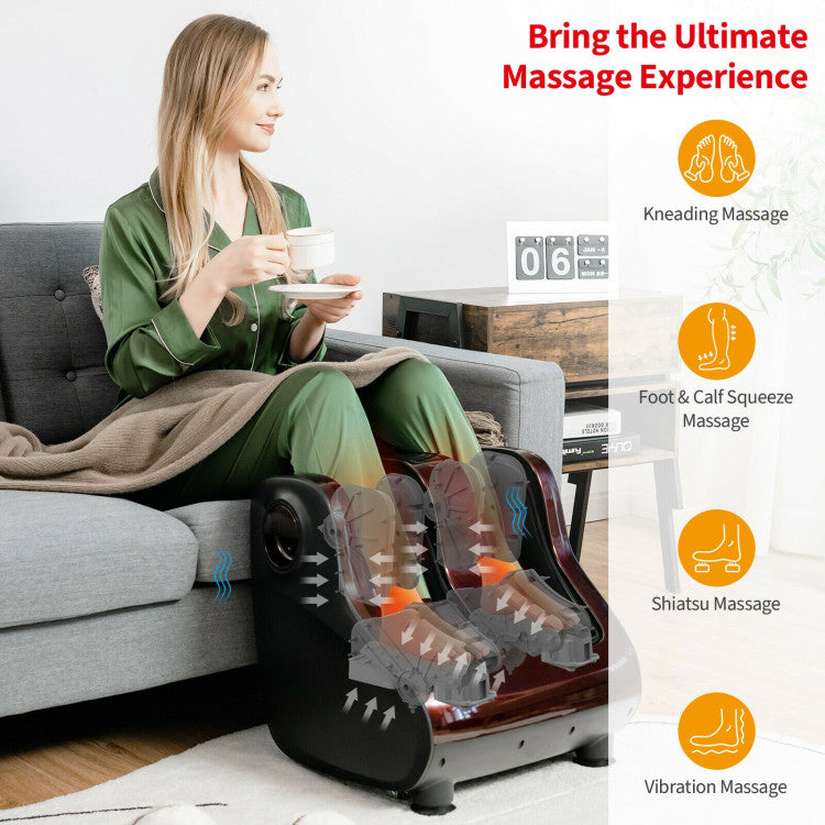 Foot and Calf Massager with Compression Kneading Heating & Vibrating and Remote Control