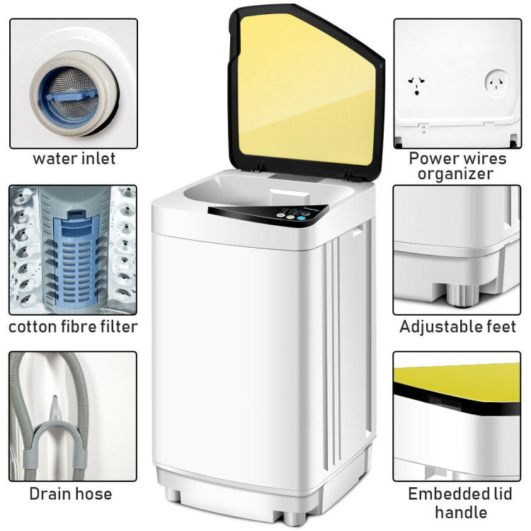Hikidspace Full-Automatic Washing Machine with Built-in Barrel Light for Home and Apartment