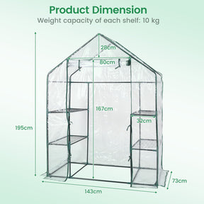 Greenhouse Outdoor Large Walk-in Plant Green House with 3 Tier Shelves for Plants