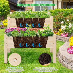 2 Tier Wooden Raised Garden Bed, Fir Wood Elevated Planter Garden Box