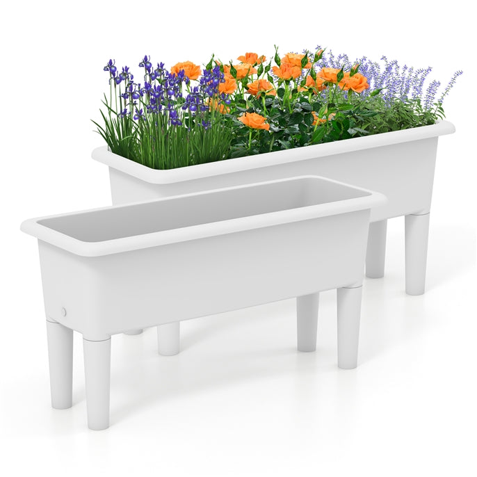 2 PCS Raised Garden Beds, Self-Watering Planter Box with Detachable Legs & Drainage Hole