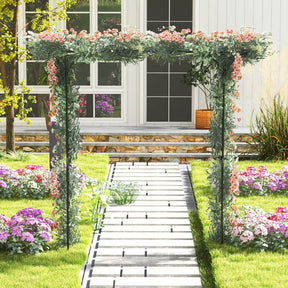 2M Garden Arbor, Metal Archway Perfect for Roses and Climbing Plants, Decorative Lawn Arbor