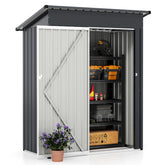 1.5 x 0.9M Outdoor Storage Shed, Galvanized Metal Tool House w/ Sloped Roof