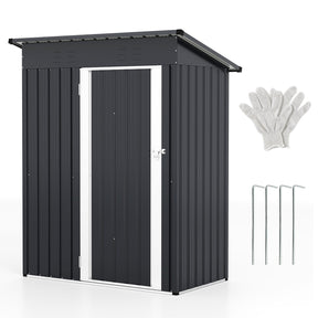 1.5 x 0.9M Outdoor Storage Shed, Galvanized Metal Tool House w/ Sloped Roof