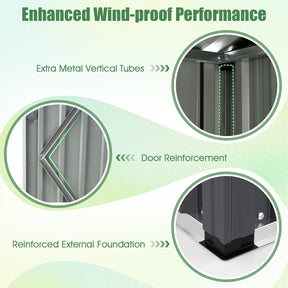 1.5 x 0.9M Outdoor Storage Shed, Galvanized Metal Tool House w/ Sloped Roof