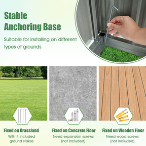 1.5 x 0.9M Outdoor Storage Shed, Galvanized Metal Tool House w/ Sloped Roof