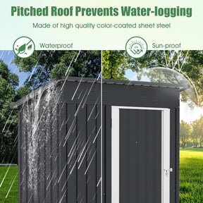 1.5 x 0.9M Outdoor Storage Shed, Galvanized Metal Tool House w/ Sloped Roof