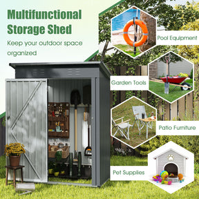 1.5 x 0.9M Outdoor Storage Shed, Galvanized Metal Tool House w/ Sloped Roof
