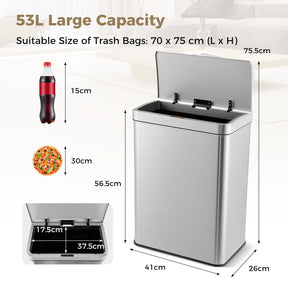 53L Automatic Trash Can with Lid, Motion Sensor Garbage Can