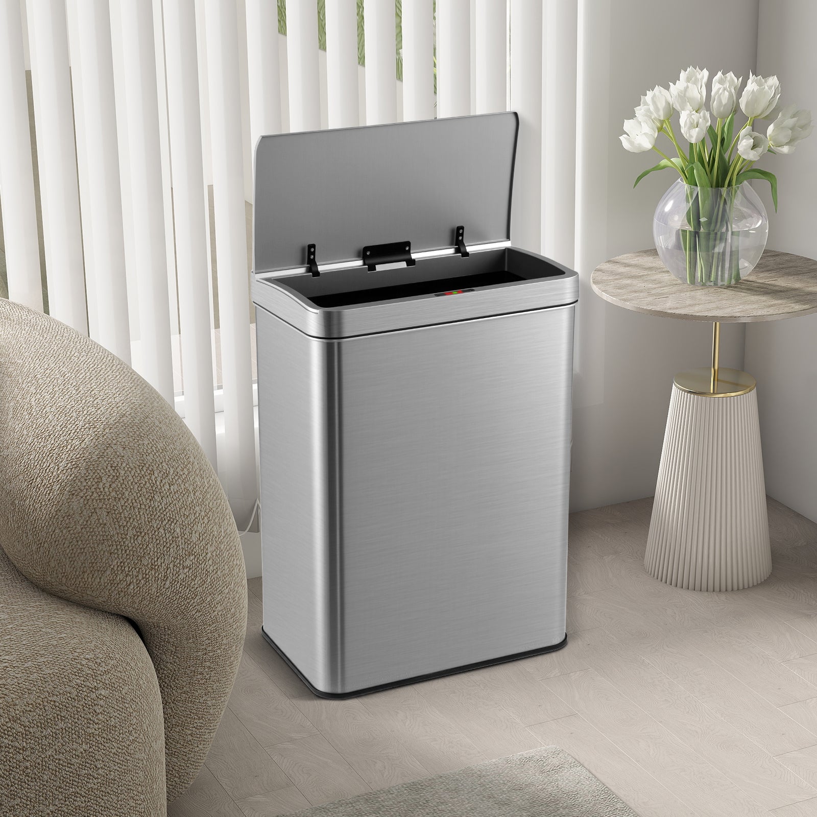53L Automatic Trash Can with Lid, Motion Sensor Garbage Can