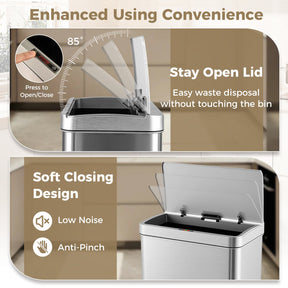 53L Automatic Trash Can with Lid, Motion Sensor Garbage Can