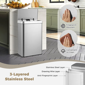 60L Automatic Trash Can with Lid, Motion Sensor Garbage Can with Stay Open & Soft Close Function