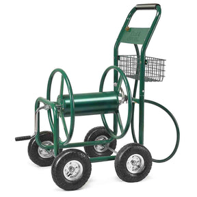 Garden Hose Reel Cart Heavy Duty Yard Water Planting Truck with Storage Basket and Wheels