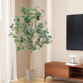 Giantex 1.65m Artificial Tree, Artificial Eucalyptus Tree in Plastic Nursery Pot