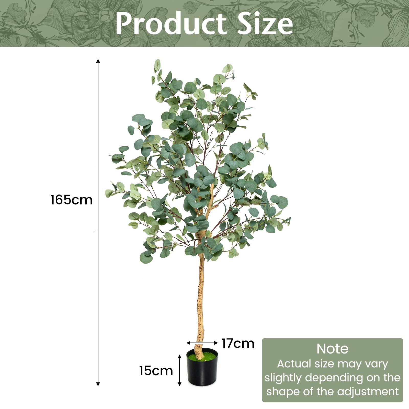 Giantex 1.65m Artificial Tree, Artificial Eucalyptus Tree in Plastic Nursery Pot