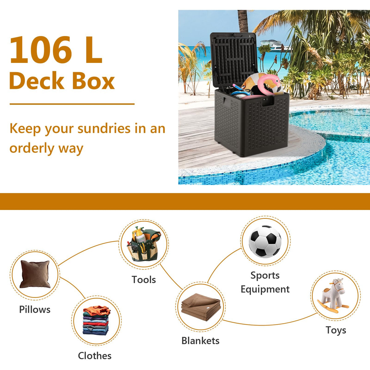 Giantex Patio Deck Box, All Weather Storage Container w/Lockable Lid