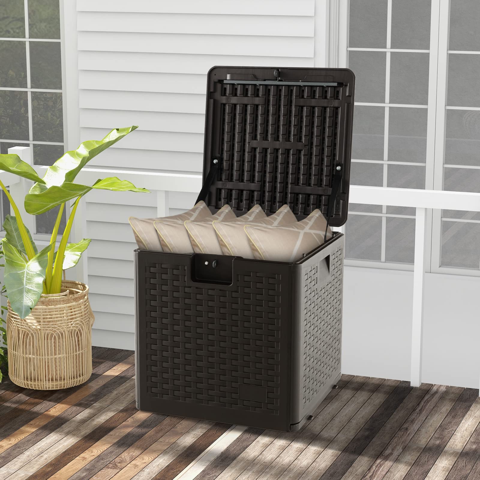 Giantex Patio Deck Box, All Weather Storage Container w/Lockable Lid