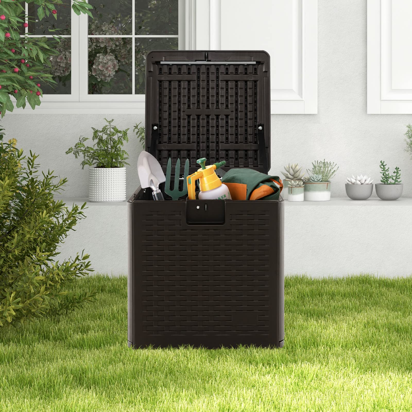 Giantex Patio Deck Box, All Weather Storage Container w/Lockable Lid
