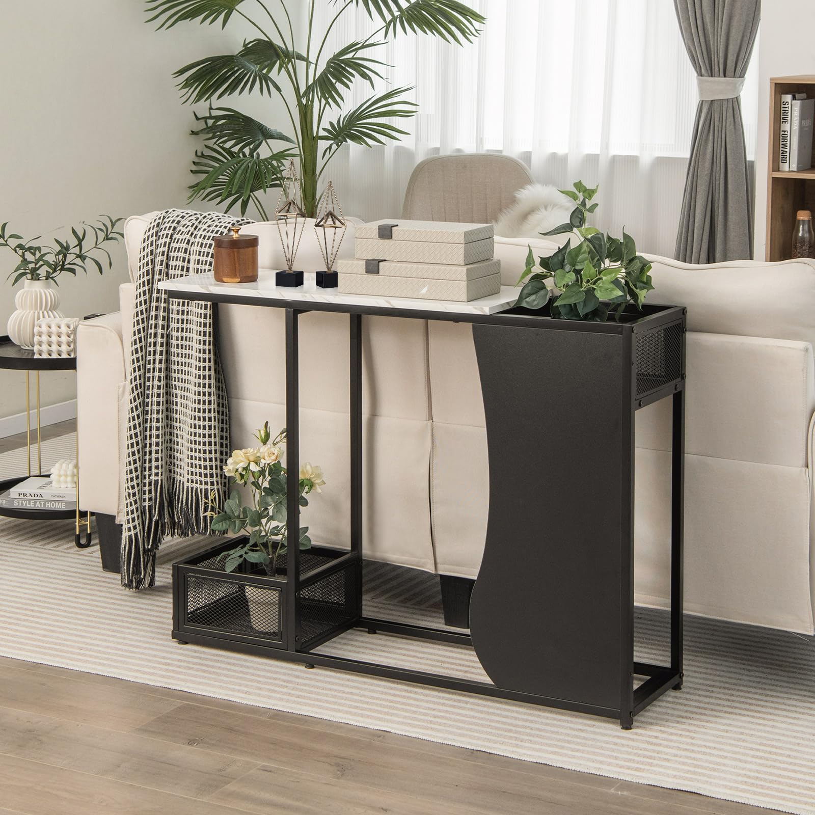 Giantex 110cm Black Console Table w/Plant Position