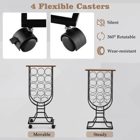 Giantex 14 Bottles Wine Rack with Detachable & Lockable Wheels