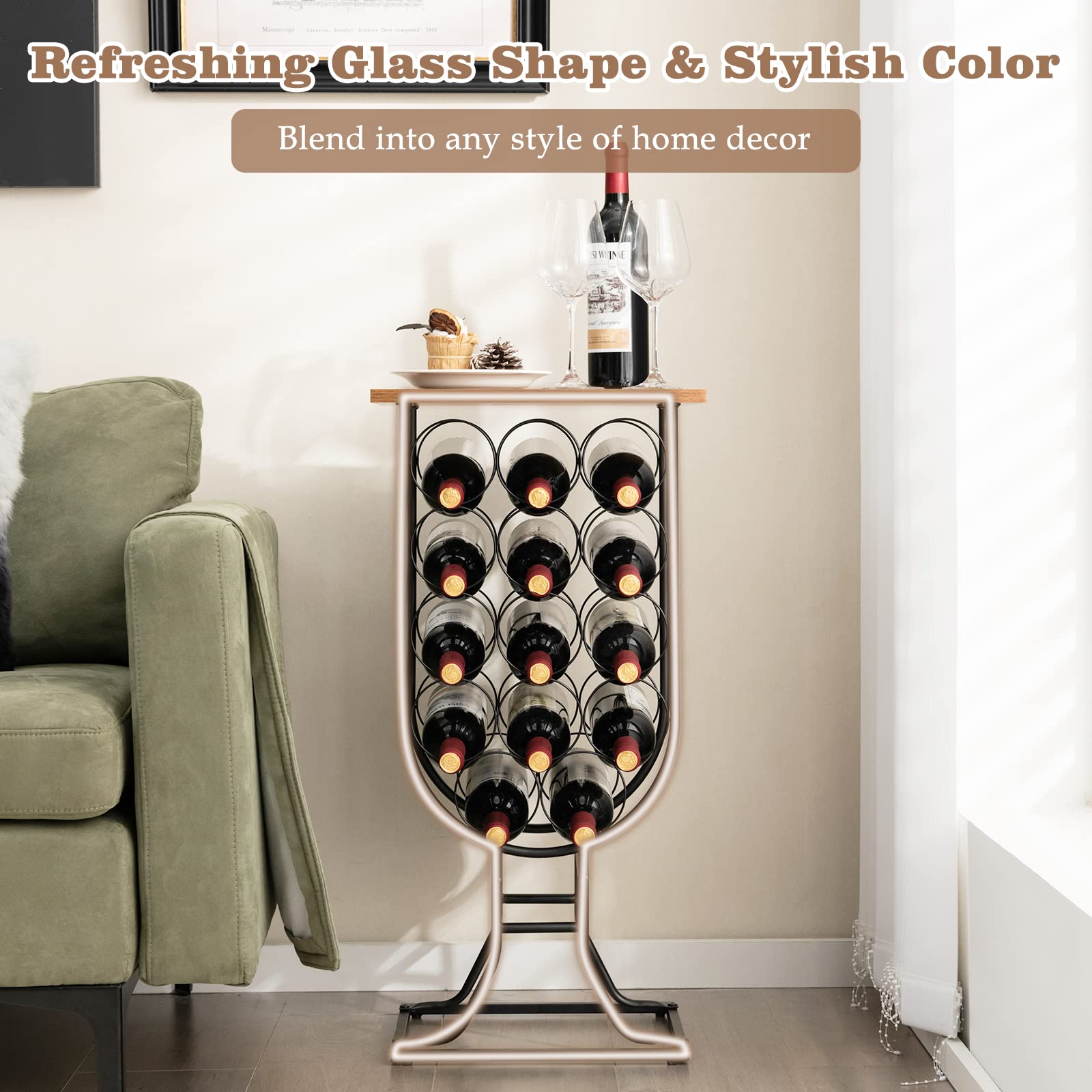 Giantex 14 Bottles Wine Rack with Detachable & Lockable Wheels