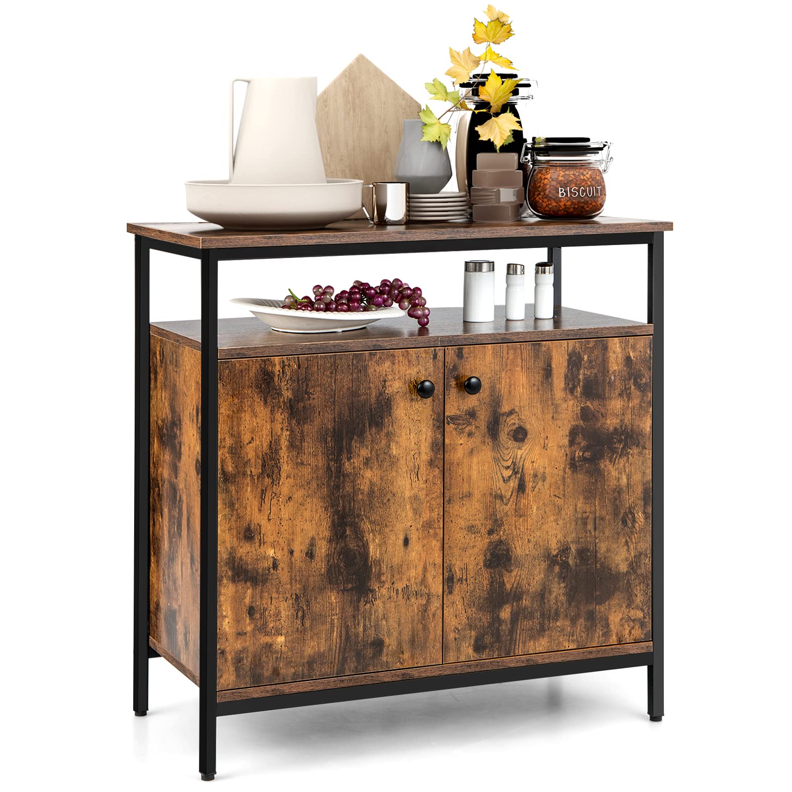 Giantex 2-Door Buffet Sideboard w/Open Shelf
