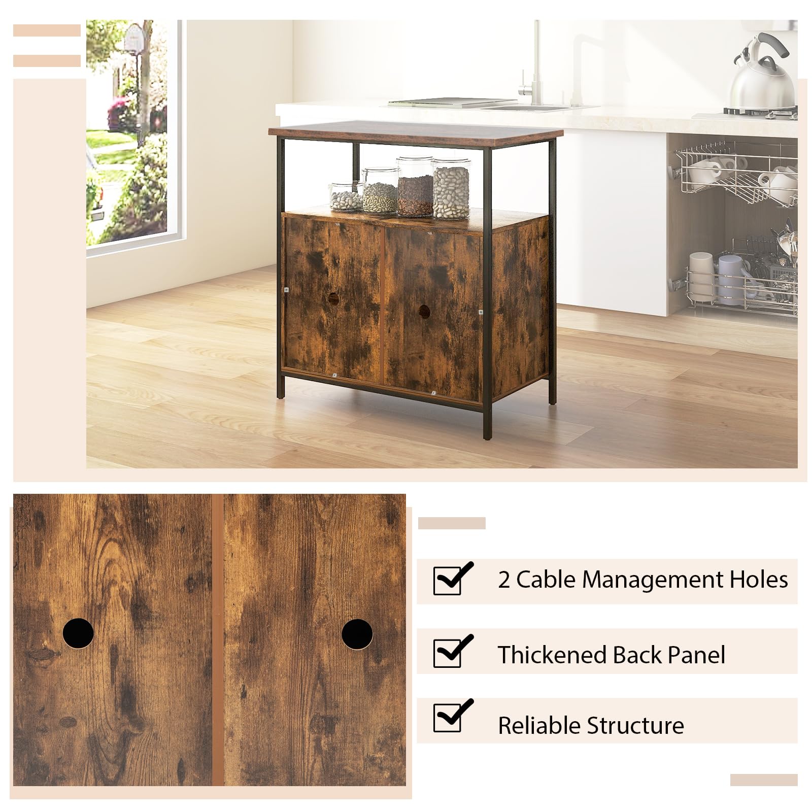 Giantex 2-Door Buffet Sideboard w/Open Shelf