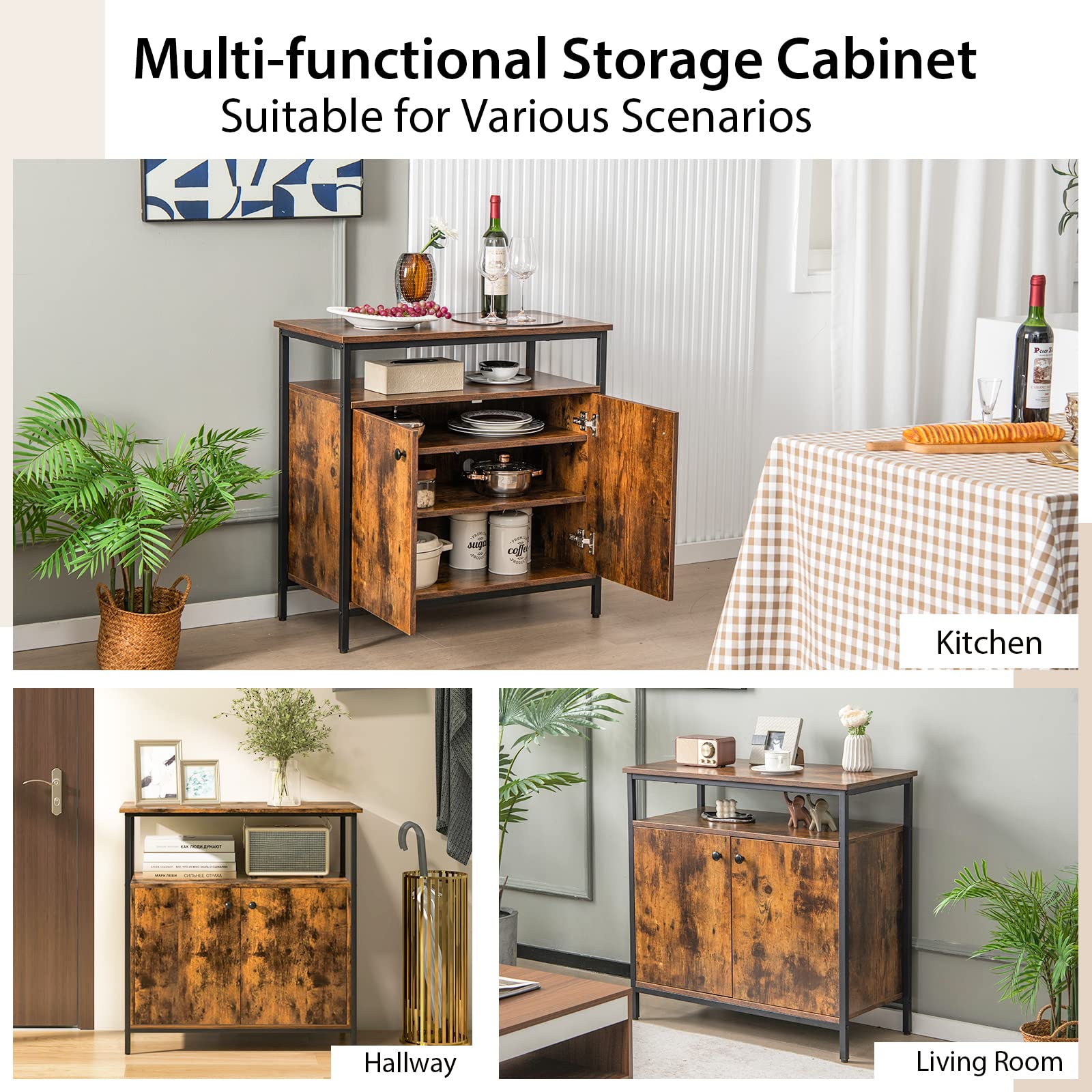 Giantex 2-Door Buffet Sideboard w/Open Shelf