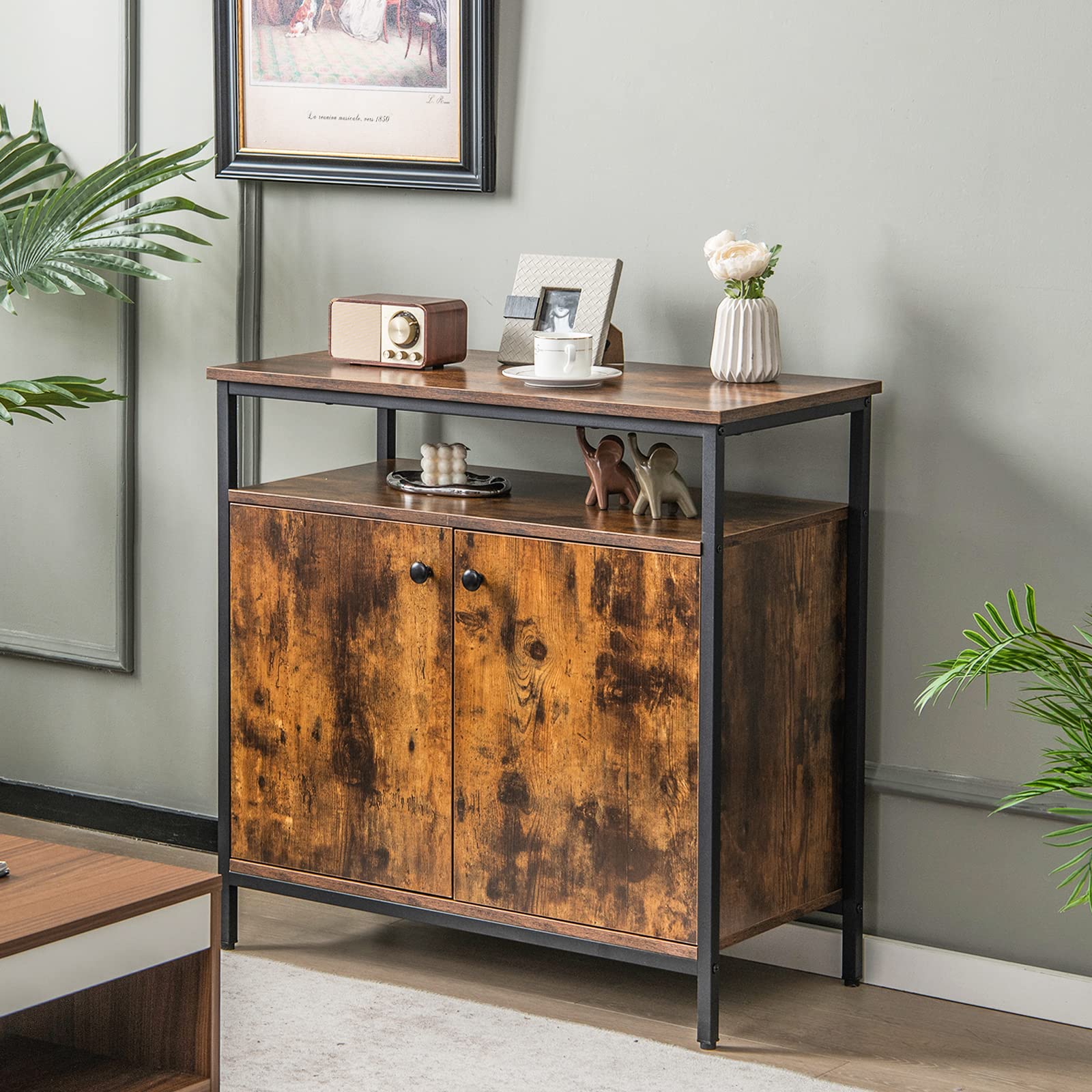 Giantex 2-Door Buffet Sideboard w/Open Shelf