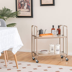 Giantex 2-Tier Mobile Serving Cart, Foldable Storage Cart