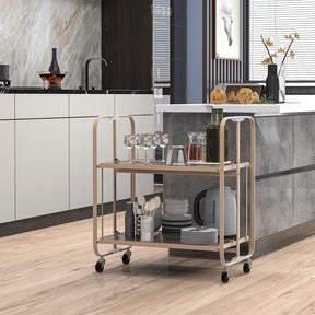 Giantex 2-Tier Mobile Serving Cart, Foldable Storage Cart