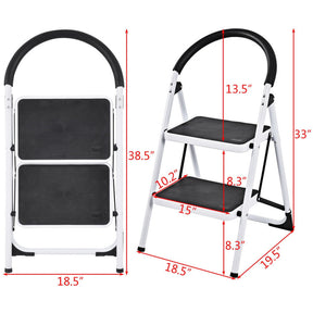 2.75 Feet Folding Step Stool Ladder with Iron Frame and Anti-Slip Pedals