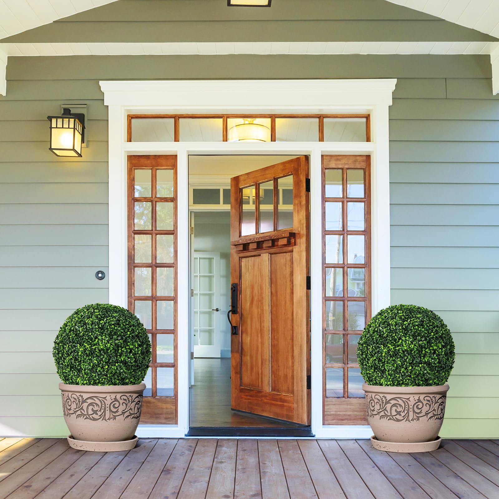 Giantex 2 PCS Artificial Plant Topiary Balls, 48cm Faux Boxwood Ball Plants