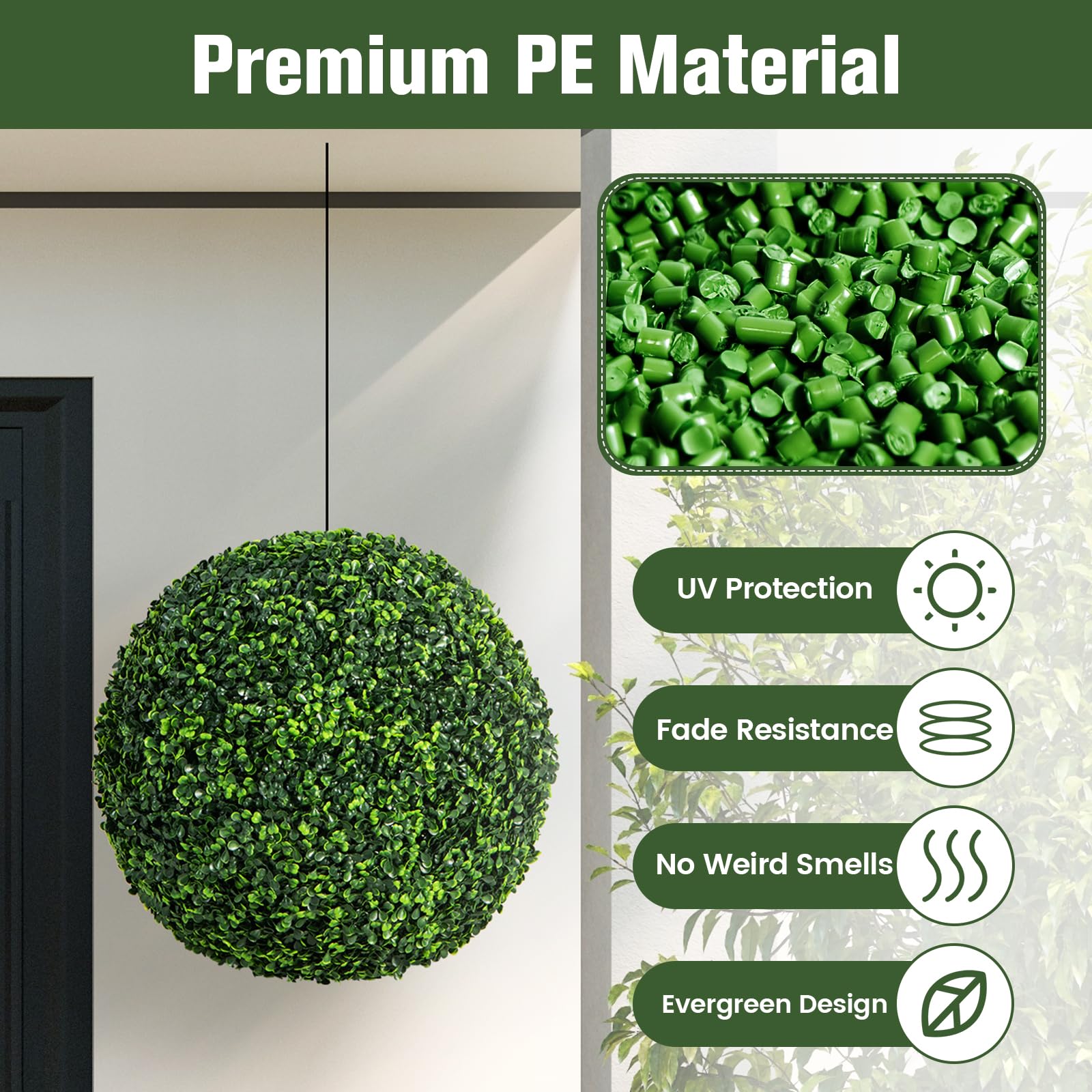Giantex 2 PCS Artificial Plant Topiary Balls, 48cm Faux Boxwood Ball Plants