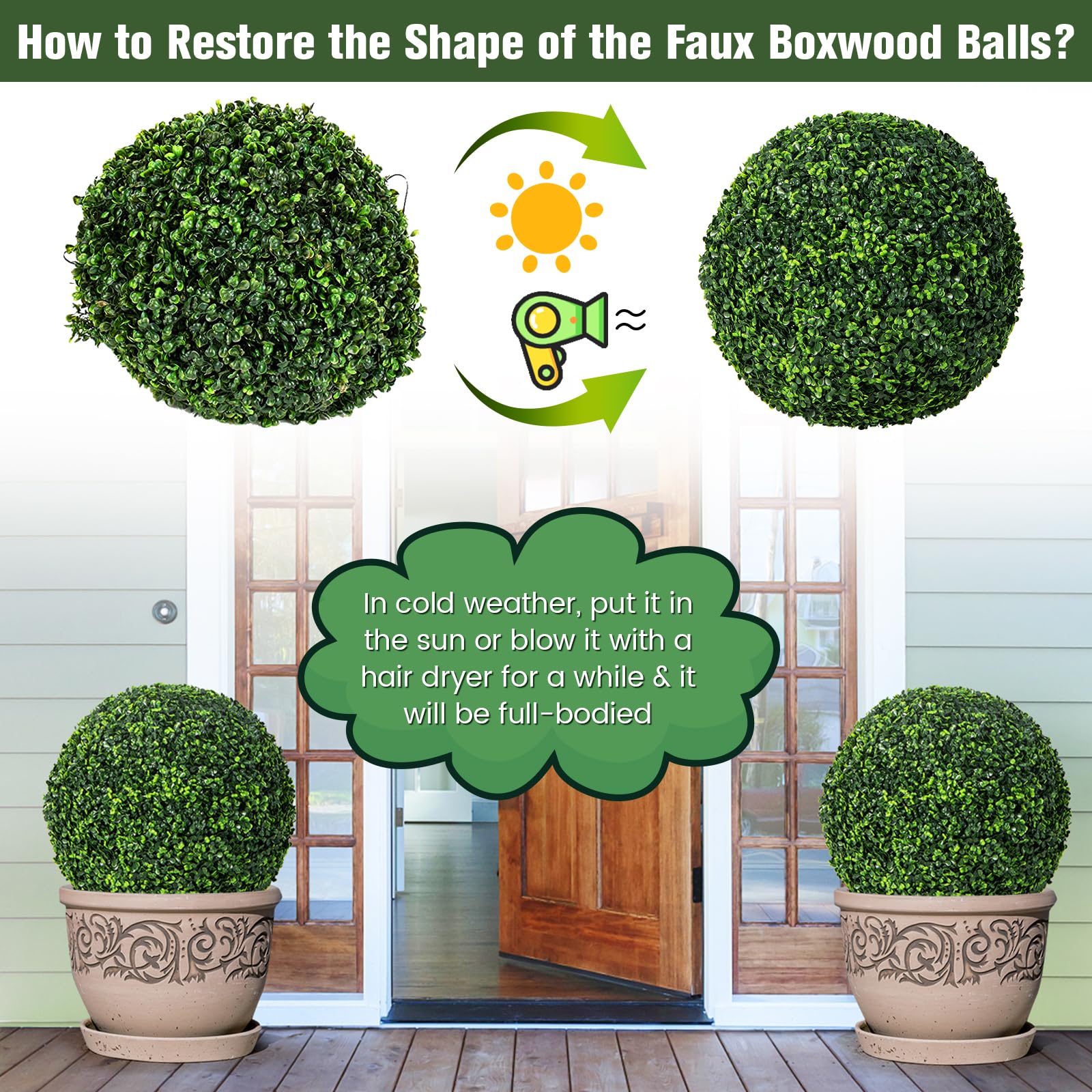 Giantex 2 PCS Artificial Plant Topiary Balls, 48cm Faux Boxwood Ball Plants