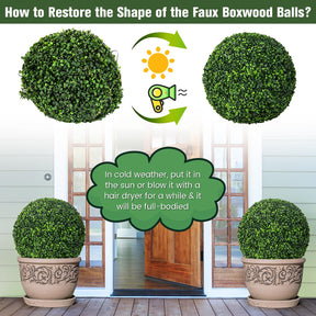 Giantex 2 PCS Artificial Plant Topiary Balls, 48cm Faux Boxwood Ball Plants