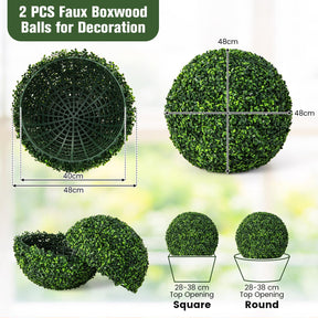Giantex 2 PCS Artificial Plant Topiary Balls, 48cm Faux Boxwood Ball Plants