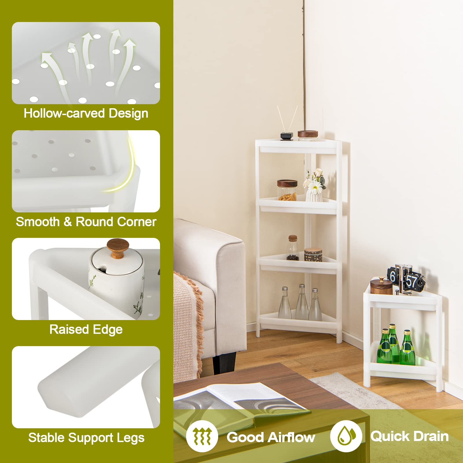Giantex 2 Pack 3-Tier Detachable Floor Corner Shower Shelf