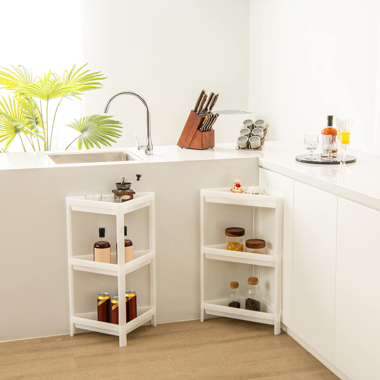 Giantex 2 Pack 3-Tier Detachable Floor Corner Shower Shelf