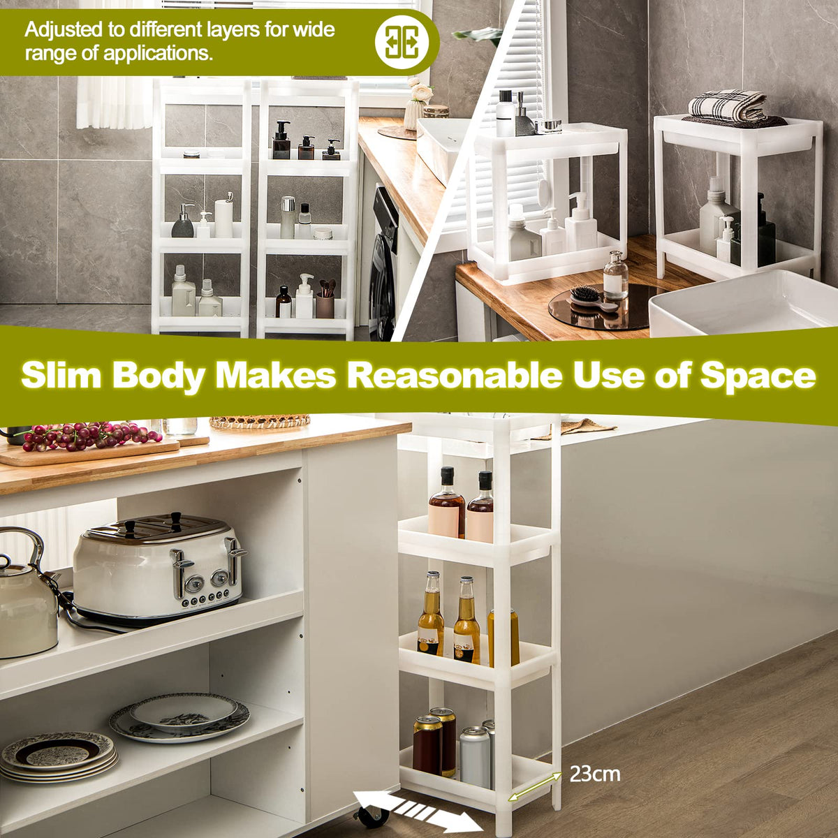 Giantex 2 Pack 4 Tier Slim Storage Cart