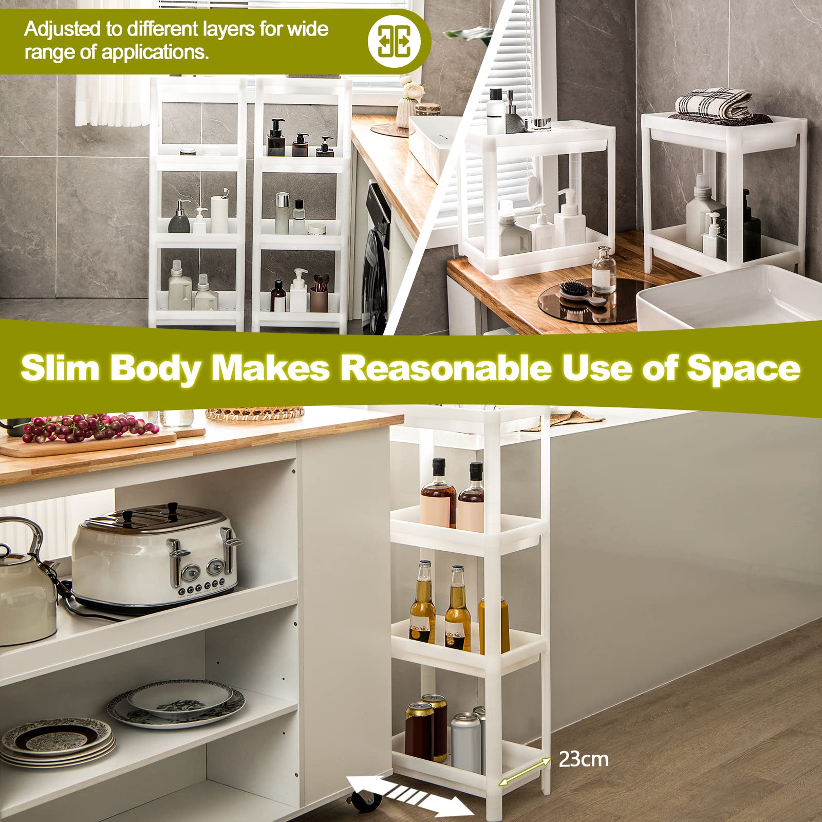 Giantex 2 Pack 4 Tier Slim Storage Cart