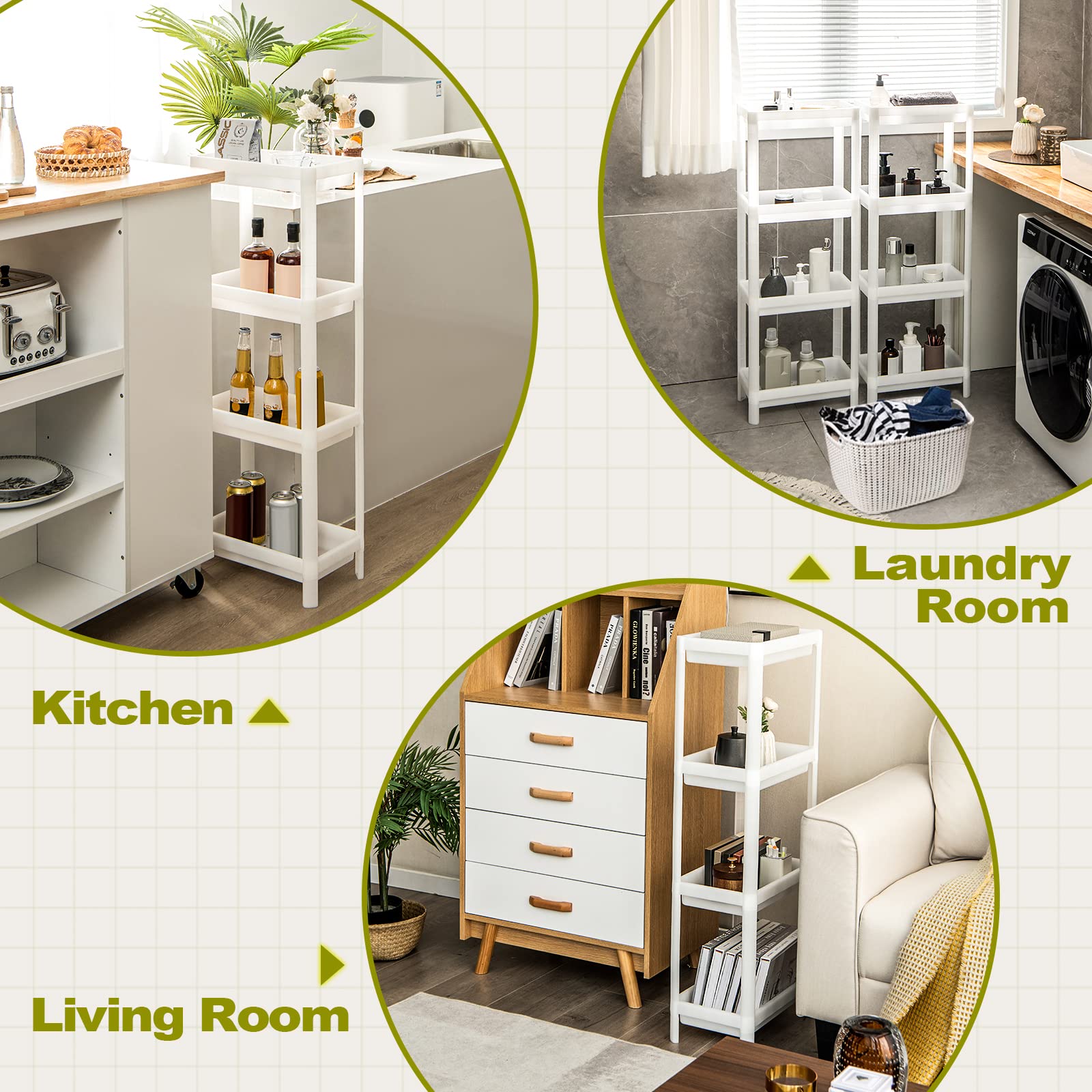 Giantex 2 Pack 4 Tier Slim Storage Cart